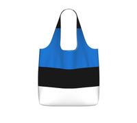 OKFSTY Flag Of Estonia Print Printed Reusable Tote 25l Polyester Grocery Shopper Packable Washable Modern Carryall