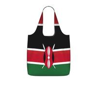 OKFSTY Flag Of Kenya Print Printed Reusable Tote 25l Polyester Grocery Shopper Packable Washable Modern Carryall