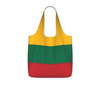 OKFSTY Flag Of Lithuania Print Printed Reusable Tote 25l Polyester Grocery Shopper Packable Washable Modern Carryall