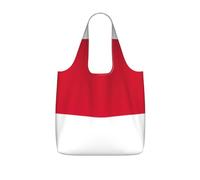 OKFSTY Flag Of Monaco Print Printed Reusable Tote 25l Polyester Grocery Shopper Packable Washable Modern Carryall