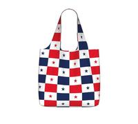 OKFSTY Flag Of Panama Print Printed Reusable Tote 25l Polyester Grocery Shopper Packable Washable Modern Carryall