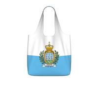 OKFSTY Flag Of San Marino Print Printed Reusable Tote 25l Polyester Grocery Shopper Packable Washable Modern Carryall