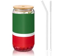 OKFSTY Flag of The Chechen Republic Printing 16oz Drinking Glasses Set for Coffee Accessories Iced Beer Cups,Glass Cup Reusable for Gifts