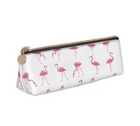 OKFSTY Flamingos On White Classic Triangular Design Portable Leather Pencil Case with Large Storage Capacity Pencil Pouch