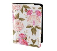 OKFSTY Floral Flower Rose Pink Printing Fashion Passport Holder Personalized Printed Cowhide Id Holder Travel Passport Cover 5.5 in