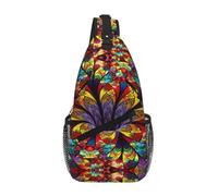 OKFSTY Flower Stained Glass Printing Cross Chest Bag Diagonally Cute Prints Suitable For Men Outdoor Hiking Daily Travel Long Trips