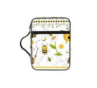 OKFSTY Flying Bees Daisy Stylish Printed Bible Bag with Smooth Zippers & Multi-Pockets Compact Organizer for Religious Study
