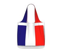 OKFSTY French Flag Print Printed Reusable Tote 25l Polyester Grocery Shopper Packable Washable Modern Carryall