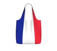 OKFSTY French Flag Print Printed Reusable Tote 25l Polyester Grocery Shopper Packable Washable Modern Carryall
