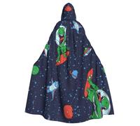 OKFSTY Funny Astronaut Dinosaur Rocket Printing Adult Halloween Large Hooded Cloak 57.8 Inches Length, Suitable For Masquerade Costumes, Comic Con