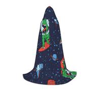 OKFSTY Funny Astronaut Dinosaur Rocket Printing Hooded Cape For Teenagers,Halloween Hooded Cape For Teenagers, Suitable For Themed Parties,Comic Con