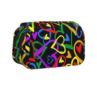 OKFSTY Gay Pride Rainbow Printing Double Layer Pen Pencil Case,Large Capacity Storage Pen Pouch for School Supplies for Kids