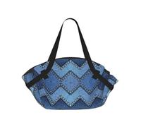 OKFSTY Gradient Blue Denim 2-in-1 Foldable Camping Tote Bag, 37'' Stylish Printed Beach Blanket for Outdoor Picnic Travel
