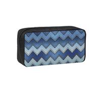OKFSTY Gradient Blue Denim Printed School Stationery Pouch Roomy Pencil Organizer Durable Zip Bag Polyester Case for Daily Carry