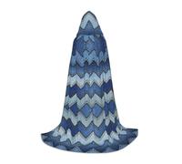 OKFSTY Gradient Blue Denim Printing Hooded Cape For Teenagers,Halloween Hooded Cape For Teenagers, Suitable For Themed Parties,Comic Con