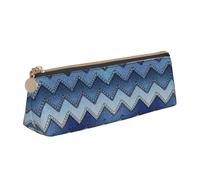OKFSTY Gradient Blue Denim School Pencil Case,Aesthetic with Triangular Design Pen Pouch for Kids for Brushes,Pencils