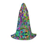 OKFSTY Graffiti Teen Hooded Cape For Halloween Party Witch Vampire Wizard Masquerade Ball Costume Cosplay Gear