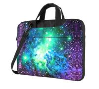 OKFSTY Green Blue Purple Galaxy Print Soft Fabric Laptop Bag Oxford Cloth Shoulder Tote Comfortable Padded Case For Everyday Use