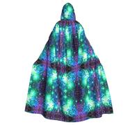 OKFSTY Green Blue Purple Galaxy Printing Adult Halloween Large Hooded Cloak 57.8 Inches Length, Suitable For Masquerade Costumes, Comic Con