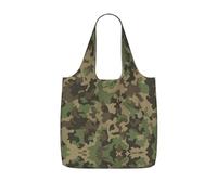 OKFSTY Green Camo Print Printed Reusable Tote 25l Polyester Grocery Shopper Packable Washable Modern Carryall