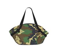 OKFSTY Green Military Camo 2-in-1 Foldable Camping Tote Bag, 37'' Stylish Printed Beach Blanket for Outdoor Picnic Travel