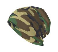 OKFSTY Green Military Camo Print Slouchy Beanie Hat for Women Men, Unisex Soft Knitted Cuffed Cap Winter Warm Skull Cap for Adult