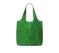 OKFSTY Green Sequin Sparkle Print Printed Reusable Tote 25l Polyester Grocery Shopper Packable Washable Modern Carryall