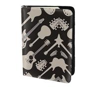 OKFSTY Guitar Pattern Printing Fashion Passport Holder Personalized Printed Cowhide Id Holder Travel Passport Cover 5.5 in