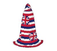 OKFSTY Hawaii Flag Teen Hooded Cape For Halloween Party Witch Vampire Wizard Masquerade Ball Costume Cosplay Gear