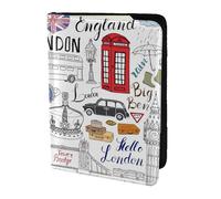 OKFSTY I Love London Printing Fashion Passport Holder Personalized Printed Cowhide Id Holder Travel Passport Cover 5.5 in