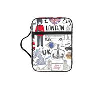 OKFSTY I Love London Stylish Printed Bible Bag with Smooth Zippers & Multi-Pockets Compact Organizer for Religious Study