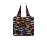 OKFSTY I Love My Dog Dachshunds Print Printed Reusable Tote 25l Polyester Grocery Shopper Packable Washable Modern Carryall