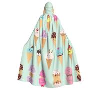 OKFSTY Ice Cream Cones Printing Adult Halloween Large Hooded Cloak 57.8 Inches Length, Suitable For Masquerade Costumes, Comic Con