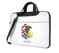 OKFSTY Illinois State Flag Print Soft Fabric Laptop Bag Oxford Cloth Shoulder Tote Comfortable Padded Case For Everyday Use