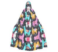 OKFSTY Indian Alpaca Printing Adult Halloween Large Hooded Cloak 57.8 Inches Length, Suitable For Masquerade Costumes, Comic Con