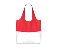 OKFSTY Indonesian Flag Print Printed Reusable Tote 25l Polyester Grocery Shopper Packable Washable Modern Carryall