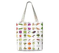 OKFSTY Introduction Of Vegetables Canvas Tote Bag, Pockets, Durable, Lightweight, Polyester Shopping Cloth Bag, Gifts