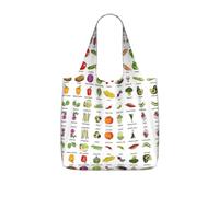 OKFSTY Introduction Of Vegetables Print Printed Reusable Tote 25l Polyester Grocery Shopper Packable Washable Modern Carryall