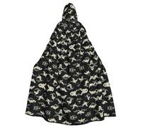OKFSTY Japanese Crane & Pine Printing Adult Halloween Large Hooded Cloak 57.8 Inches Length, Suitable For Masquerade Costumes, Comic Con