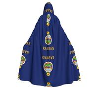 OKFSTY Kansas State Flag Masquerade Party Costume Cape,Adult Hooded Cloak,For Gothic Medieval Renaissance Wear