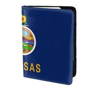 OKFSTY Kansas State Flag Printing Fashion Passport Holder Personalized Printed Cowhide Id Holder Travel Passport Cover 5.5 in