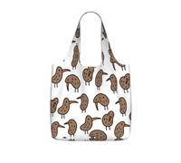 OKFSTY Kiwi Birds Cute Print Printed Reusable Tote 25l Polyester Grocery Shopper Packable Washable Modern Carryall