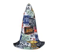 OKFSTY License Plate Printing Hooded Cape For Teenagers,Halloween Hooded Cape For Teenagers, Suitable For Themed Parties,Comic Con