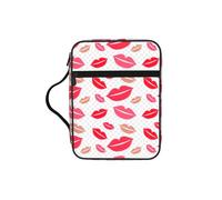 OKFSTY Lips Stylish Printed Bible Bag with Smooth Zippers & Multi-Pockets Compact Organizer for Religious Study