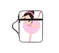 OKFSTY Little Ballerina Dancing Girl Stylish Printed Bible Bag with Smooth Zippers & Multi-Pockets Compact Organizer for Religious Study