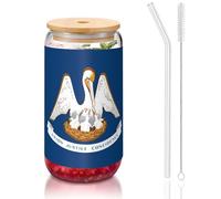 OKFSTY Louisiana State Flag Printing 16oz Drinking Glasses Set for Coffee Accessories Iced Beer Cups,Glass Cup Reusable for Gifts