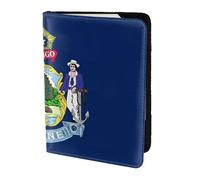 OKFSTY Maine State Flag Printing Fashion Passport Holder Personalized Printed Cowhide Id Holder Travel Passport Cover 5.5 in
