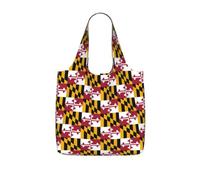 OKFSTY Maryland State Flag Print Printed Reusable Tote 25l Polyester Grocery Shopper Packable Washable Modern Carryall