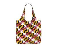OKFSTY Maryland State Flag Print Printed Reusable Tote 25l Polyester Grocery Shopper Packable Washable Modern Carryall