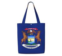 OKFSTY Michigan State Flag Canvas Tote Bag, Pockets, Durable, Lightweight, Polyester Shopping Cloth Bag, Gifts